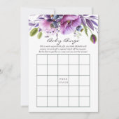 Invitation Aquarelle Violet Poppy Baby shower floral Bingo (Devant)