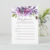 Invitation Aquarelle Violet Poppy Floral Baby shower Guesses (Debout devant)