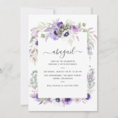 Invitation Aquarelle violet poussiéreuse Floral Anniversaire (Devant)