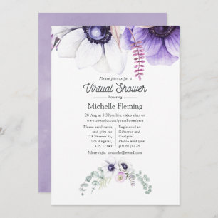 Invitation Aquarelle violet poussiéreuse Floral Baby shower v