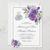 Invitation Aquarelle violet poussiéreuse Floral Mariage islam (Devant)