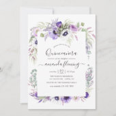 Invitation Aquarelle violet poussiéreuse Floral Quinceañera (Devant)