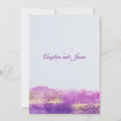 Invitation Aquarelle violet prune Mauve Mariage or (Dos)