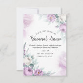 Invitation Aquarelle Violet Rose Dots Dîner de répétition (Devant)