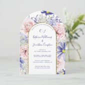 Invitation Aquarelle violet rose Fleur (Debout devant)