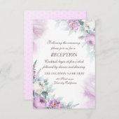 Invitation Aquarelle Violet Rose Mariage Pois (Devant / Derrière)