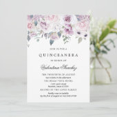 Invitation Aquarelle violet rose pâle de Quinceanera (Debout devant)