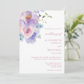 Invitation Aquarelle violet rose vif Mariage Floral (Debout devant)