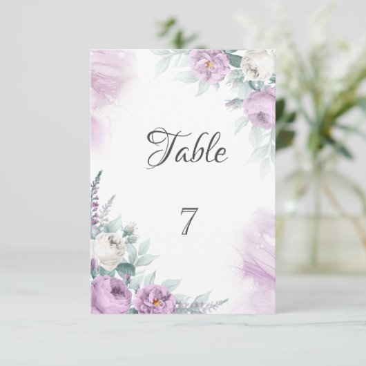 Invitation Aquarelle violet Roses (Debout devant)