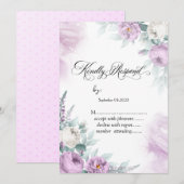 Invitation Aquarelle violet Roses Pois RSVP (Devant / Derrière)