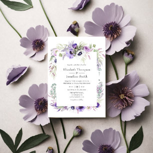 Invitation Aquarelle violet roux Mariage Floral