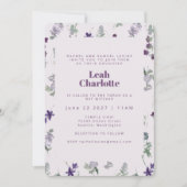 Invitation Aquarelle violet tendance Bat mitzvah floral (Devant)