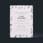 Invitation Aquarelle violet tendance Bat mitzvah floral<br><div class="desc">Aquarelle violet tendance Invitation Bat mitzvah florale</div>