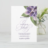 Invitation Aquarelle violet vert lavande orchidée mariage i (Debout devant)