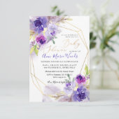 Invitation Aquarelle violet violet Baby shower des pivoines (Debout devant)
