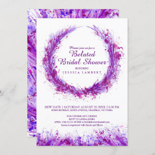 Invitation Aquarelle violette art splat douche nuptiale tardi