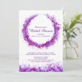 Invitation Aquarelle violette art splat nuptiale douche invit (Debout devant)