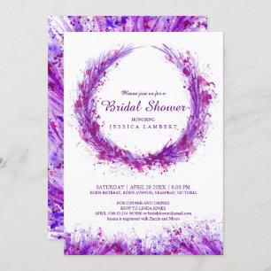 Invitation Aquarelle violette art splat nuptiale douche invit