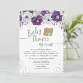 Invitation Aquarelle violette Baby shower floral par la poste (Debout devant)