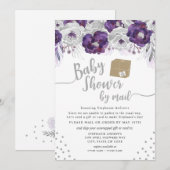 Invitation Aquarelle violette Baby shower floral par la poste (Devant / Derrière)