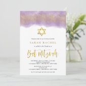 Invitation Aquarelle violette | Bat mitzvah de Parties scinti (Debout devant)