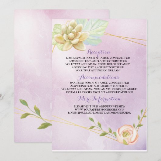 Invitation aquarelle violette chorale (Devant / Derrière)