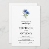 Invitation Aquarelle violette Cornflower Mariage Fleur sauvag (Devant / Derrière)
