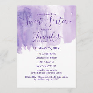 Invitation Aquarelle violette de couleur violette 16