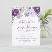 Invitation Aquarelle violette et argentée Fête des mariées fl (Debout devant)