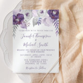 Invitation Aquarelle violette et argentée Mariage floral