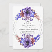 Invitation Aquarelle violette et bleu Floral Bachelorette Par (Devant)