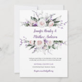 Invitation Aquarelle violette et bleu Mariage de cadre Floral (Devant)