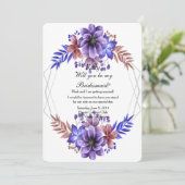 Invitation Aquarelle violette Et Bleue Florale (Debout devant)