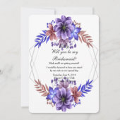 Invitation Aquarelle violette Et Bleue Florale (Devant)