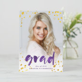 Invitation Aquarelle violette et or | Photo Grad Party (Debout devant)