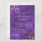 Invitation Aquarelle violette et or | Photo Grad Party (Dos)