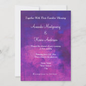 Invitation Aquarelle violette et rose Mariage Abstrait (Devant)
