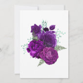 Invitation Aquarelle violette et verte Mariage Floral (Dos)