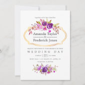 Invitation Aquarelle violette et violet Mariage floral Invite (Devant)