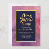 Invitation Aquarelle violette Faux Gold Houclier Party (Devant)