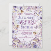 Invitation Aquarelle violette Fée Florale Premier anniversair (Devant)