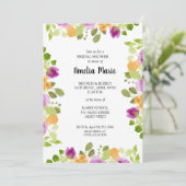 Invitation Aquarelle violette Fête des mariées florale (Debout devant)