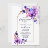 Invitation Aquarelle violette Fleur Arc (Devant)