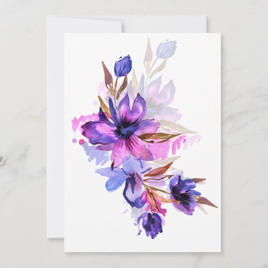 Invitation Aquarelle violette Fleur Arc (Dos)
