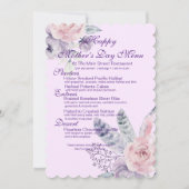 Invitation Aquarelle violette Fleur et plumes Fête des mères (Devant)