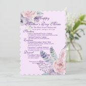 Invitation Aquarelle violette Fleur et plumes Fête des mères (Debout devant)