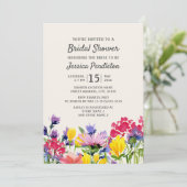 Invitation Aquarelle violette Fleur sauvage Fête des mariées (Debout devant)