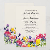 Invitation Aquarelle violette Fleur sauvage Fête des mariées (Devant / Derrière)