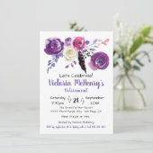Invitation Aquarelle violette Floral Boho Retraite Party (Debout devant)