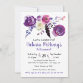 Invitation Aquarelle violette Floral Boho Retraite Party (Devant)